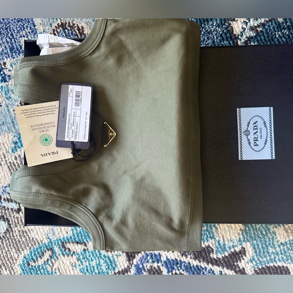 Prada Cropped Khaki Green Tank Top sz 36